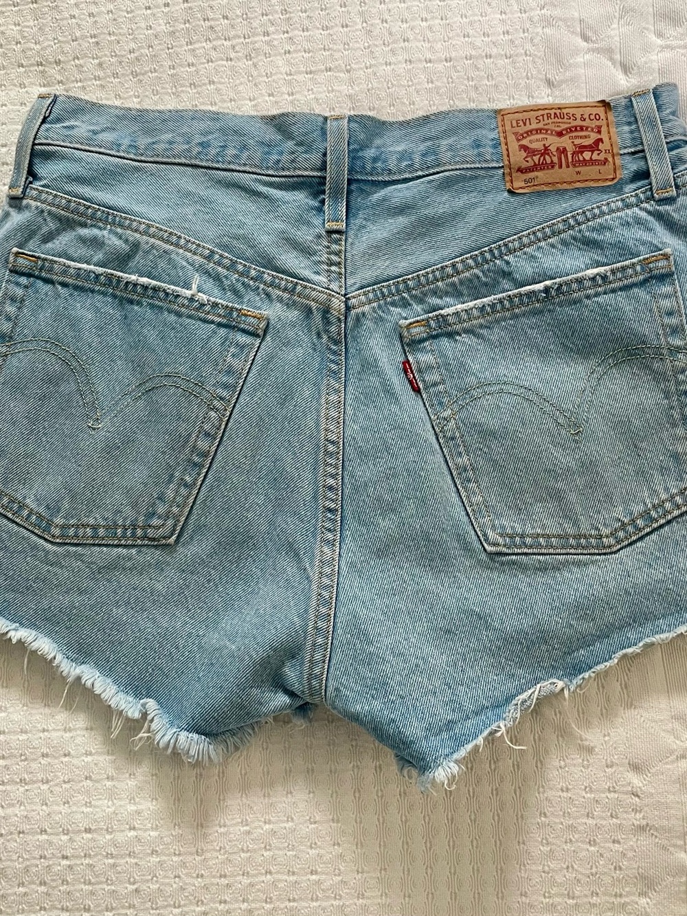 Levi's Light Blue High-Rise Cutoff Jean Shorts
